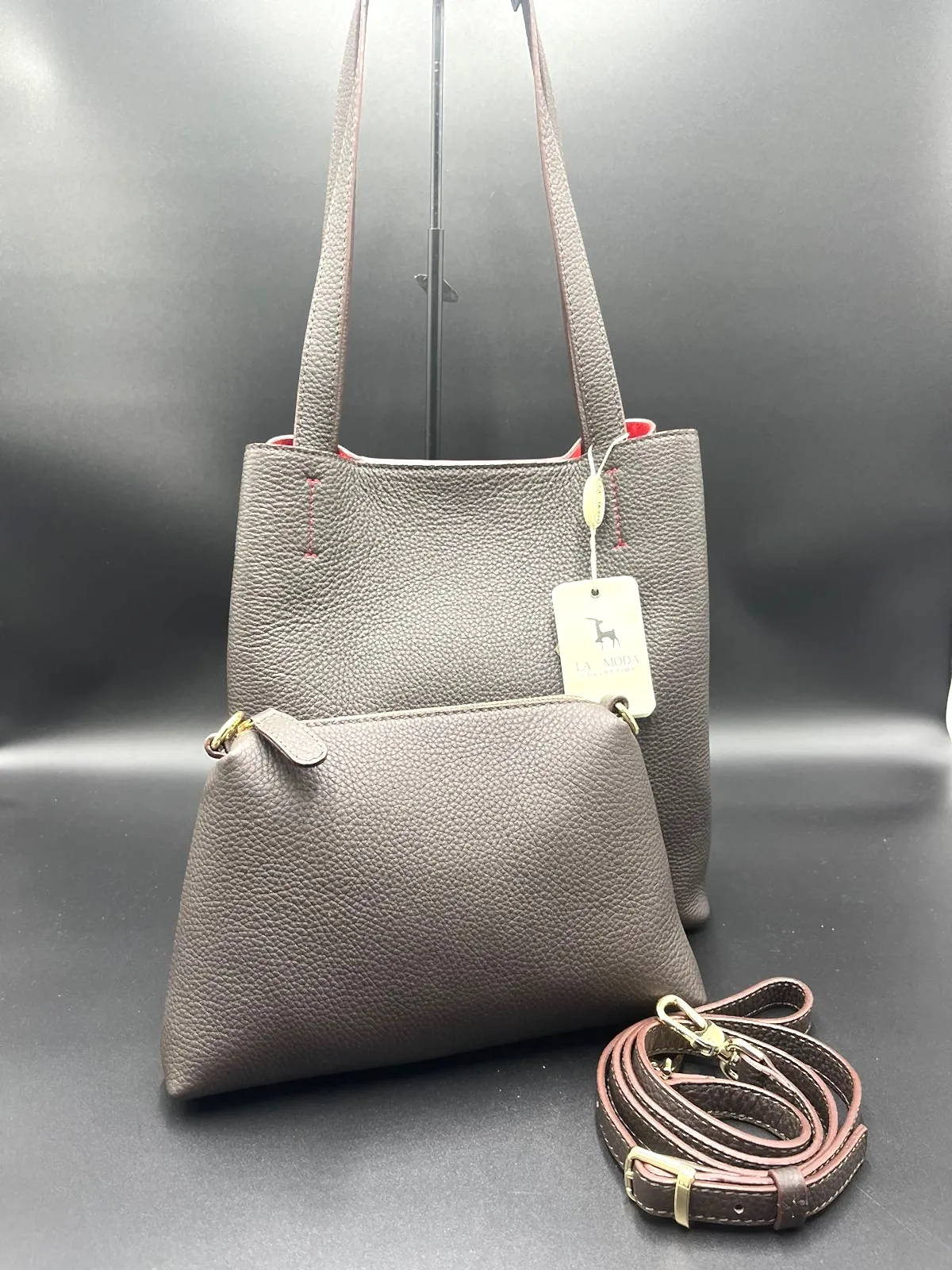 La Moda Çapraz Askılı ve Omuz Askılı Hakiki Deri Kadın Çantası