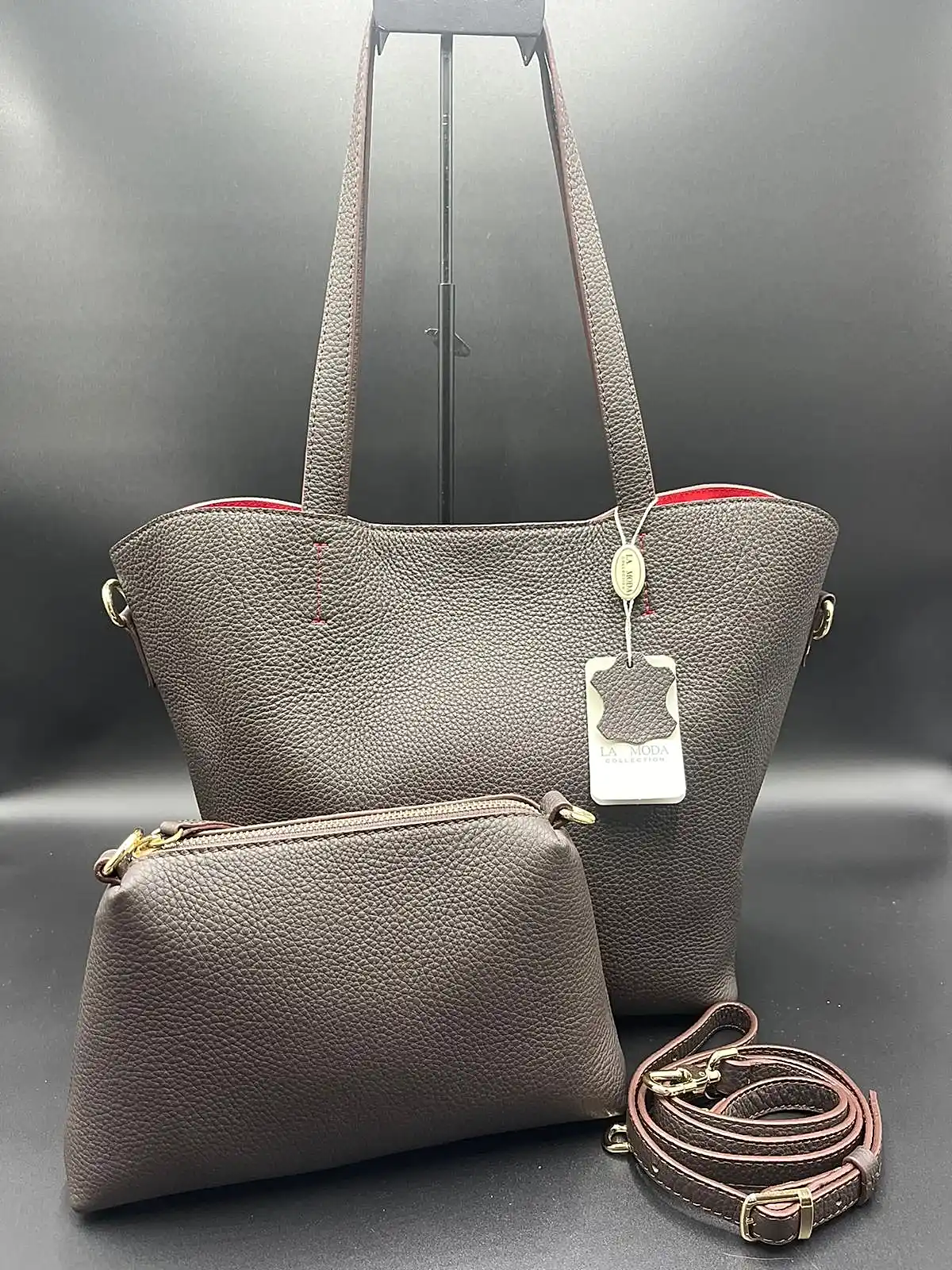 La Moda Çapraz Askılı ve Omuz Askılı Hakiki Deri Kadın Çantası